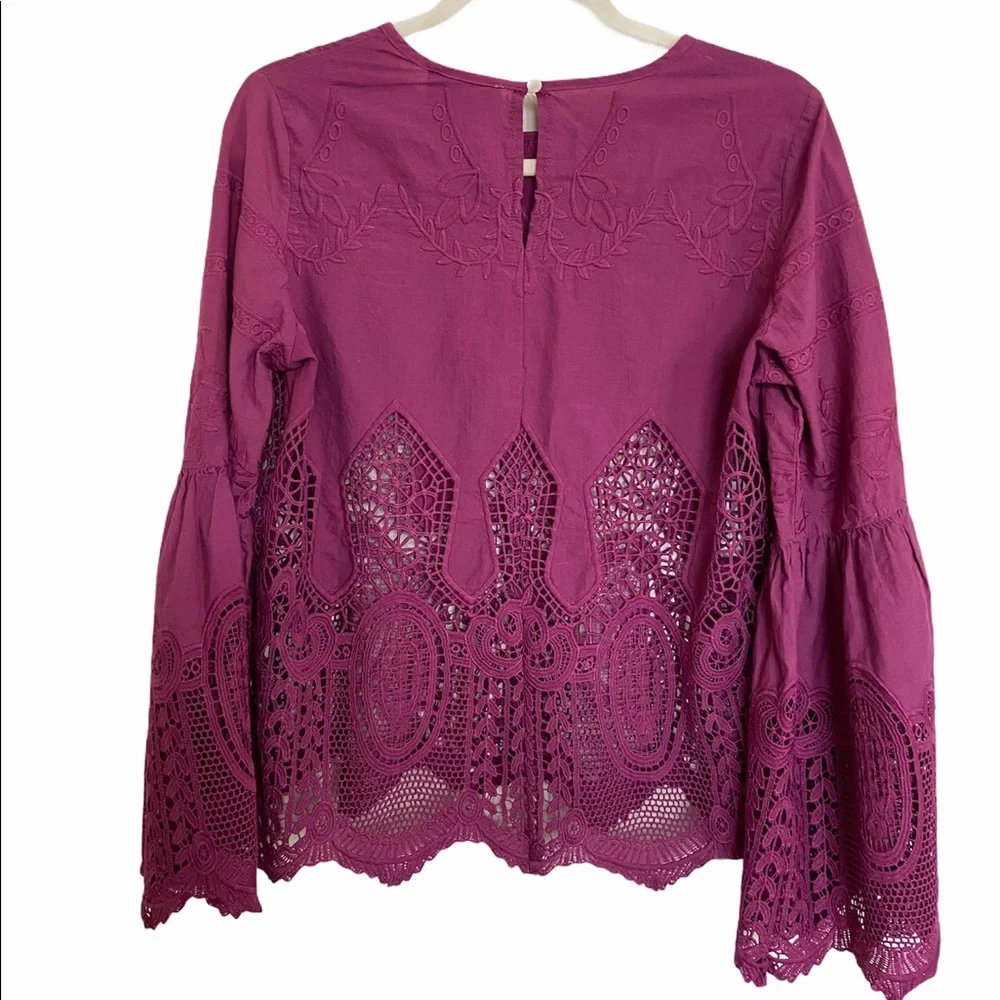 Anthropologie Chloe Oliver Embroidered Top